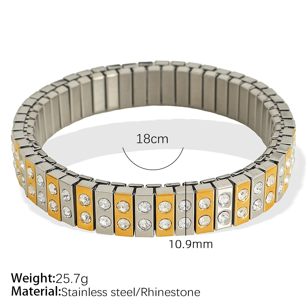 1 Piece Simple Series Punk Patchwork Stainless Steel  Gold Color Women's Chain Bracelets h5 